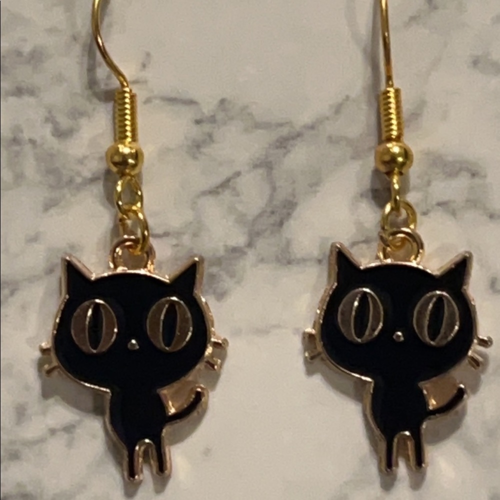 🔴Handmade Black Cat Earrings🐈‍⬛ - Picture 3 of 3
